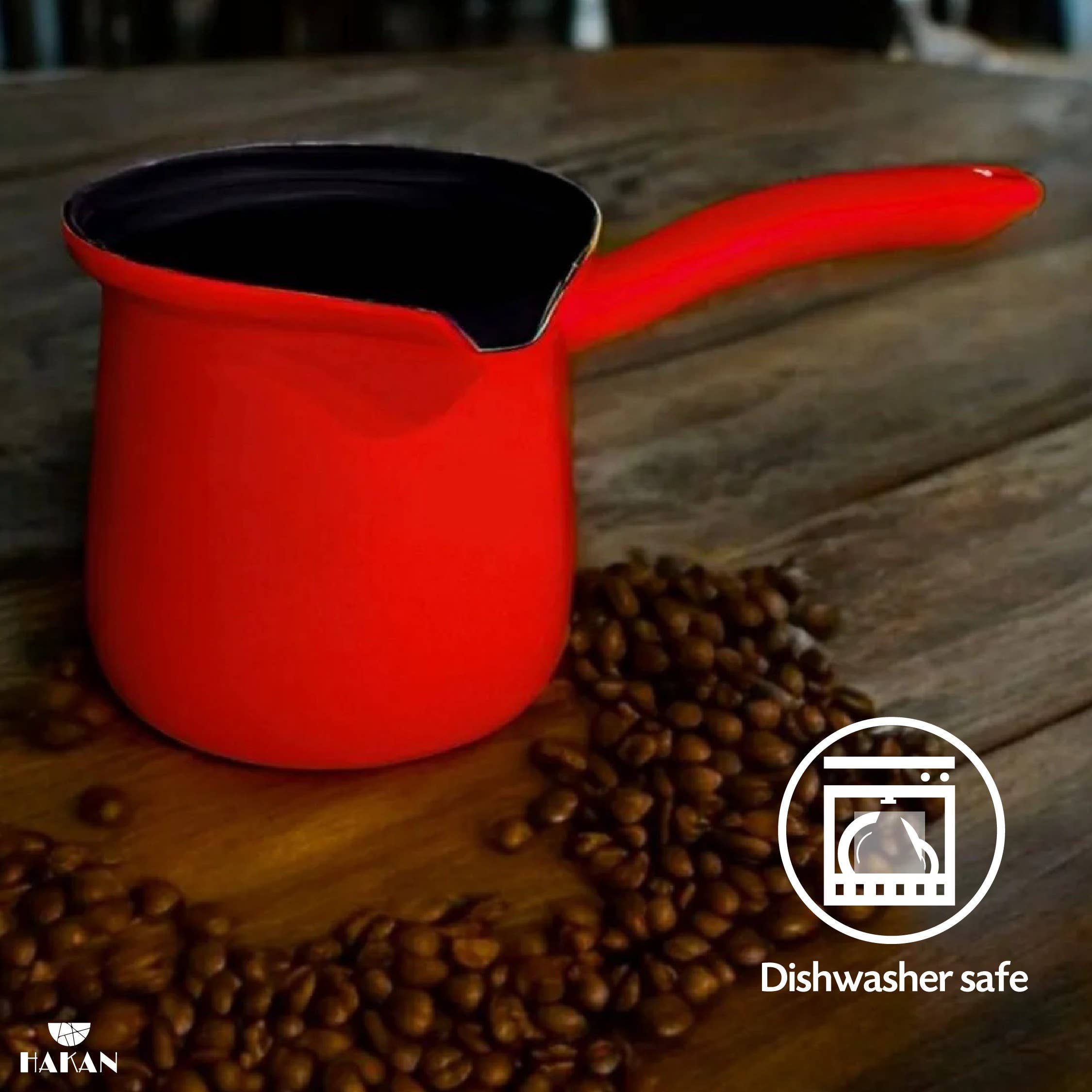 Hakan - Vendita all'ingrosso Tazza - Caffettiera smaltata Hakan rossa 1000 cc (33,8 oz) Jumbo per piani cottura4