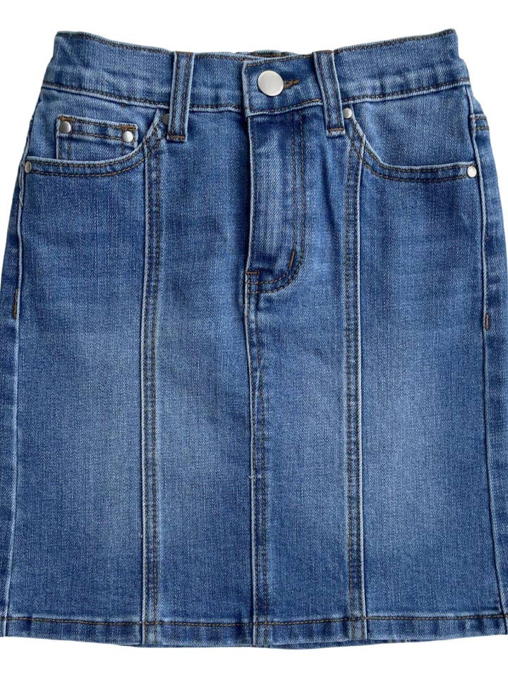 GIRLS Wrenley Panel Denim in Md. Wash for wholesale by Jupe De Abby