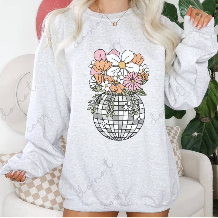 Disco Ball Vase, graphic tee, oversized graphic tee, gift fo for wholesale by The Babe Cave Co