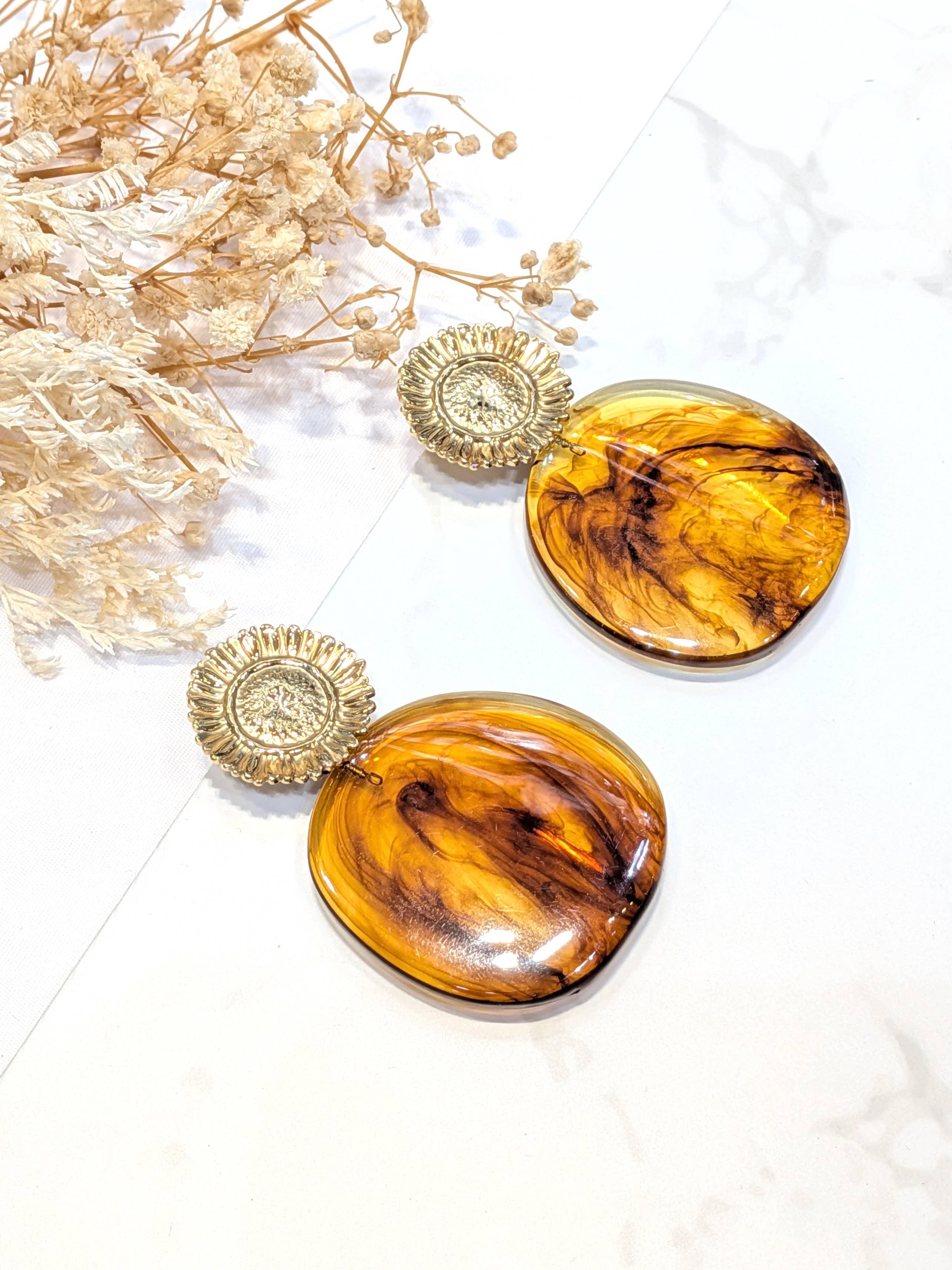LOLO & YAYA – wholesale Dangle earrings – Amber-style stainless steel earring, 46490