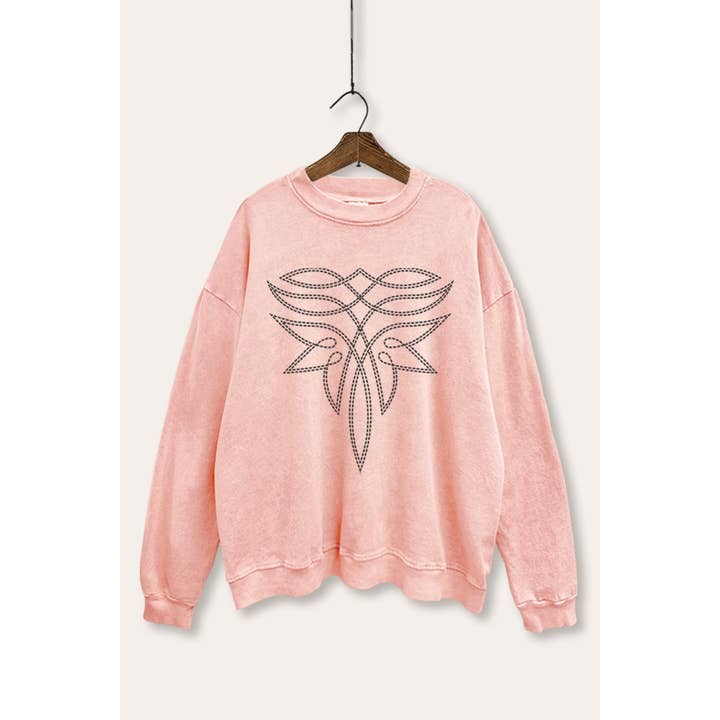 PINK NABI - Wholesale Graphic Sweatshirt - Women's - WESTERN BOOT STITCH PATTERN GRAPHIC WOMEN'S SWEATSHIRT4