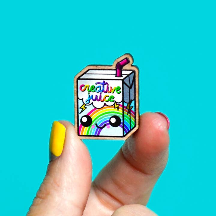 creative juice wood mini lapel pin for wholesale by jesiiii