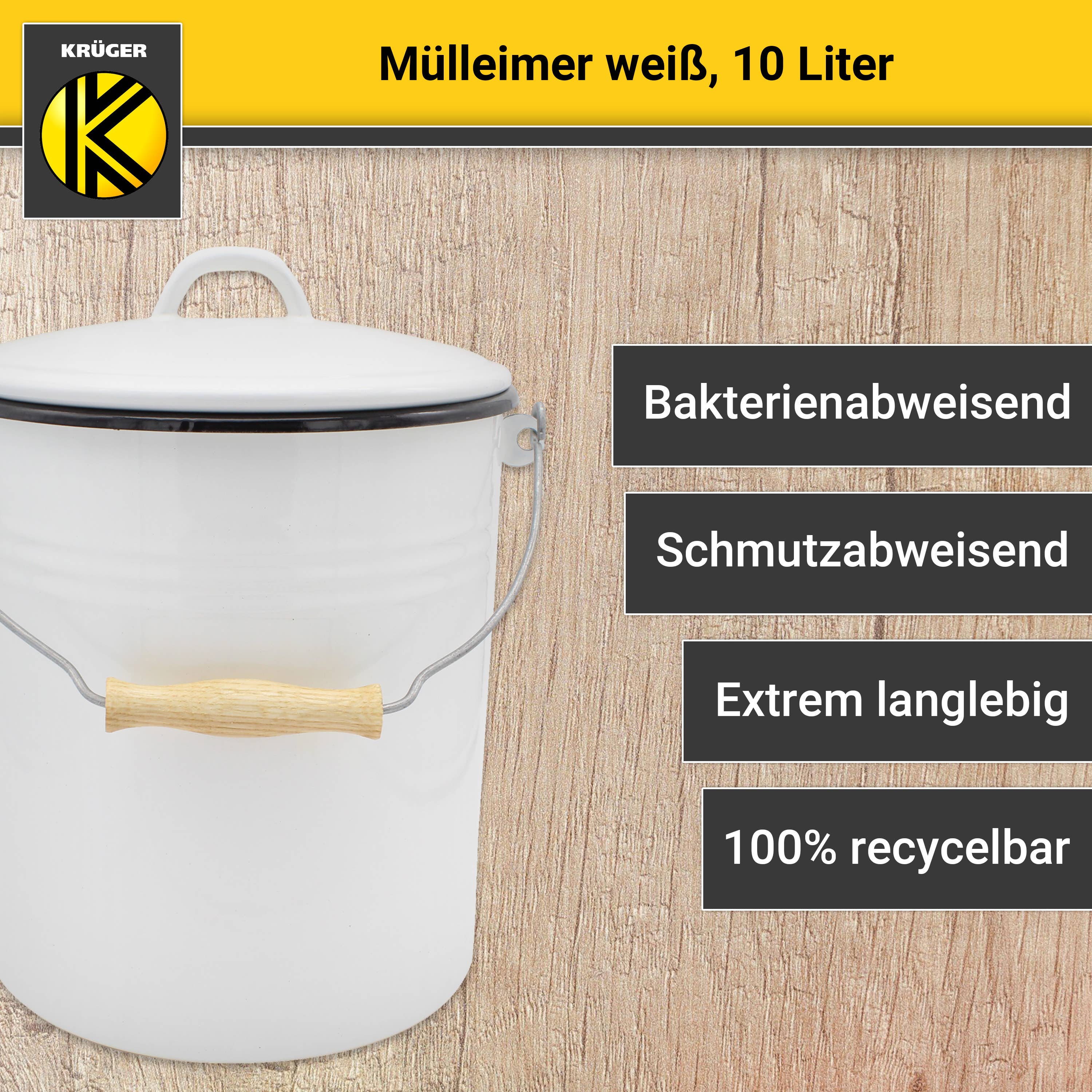 Karl Krüger - Wholesale Trashcan/Trash Bin - Karl Krüger enamel trash can white, 10 liters3
