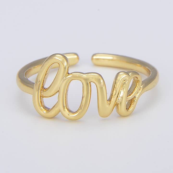 Gold Love verstellbarer offener Ring, 22 x 21 mm, RG062 für den Großhandel von Beads Creation