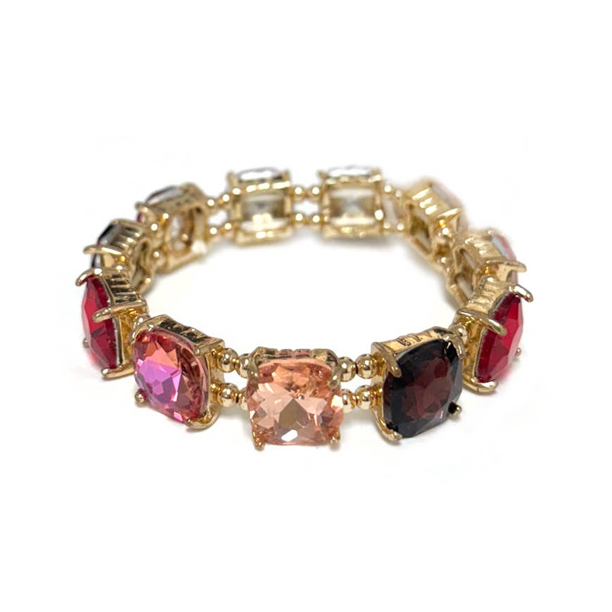 StarryNYC - Vendita all'ingrosso Braccialetto con ciondolo/pendente - Bracciale elasticizzato con cristalli in vetro tagliato a cuscino16