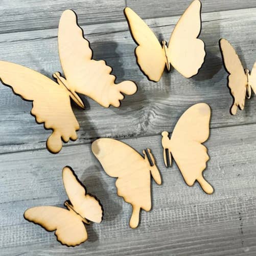 Ensemble de décoration de papillons en bois 3D, libellules en bois, modèle d'insecte pour la vente par The Fairy Paintbox
