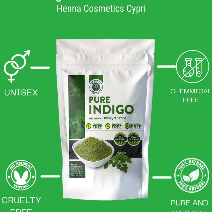 Henna Cosmetics Cypri - Wholesale Hair Dye - Indigo Powder For Hair Dye, Black, Coloring, For Use With Pure Henna 100% Organic | 100 Grams/ (3.57 ounces) | Henna Cosmetics