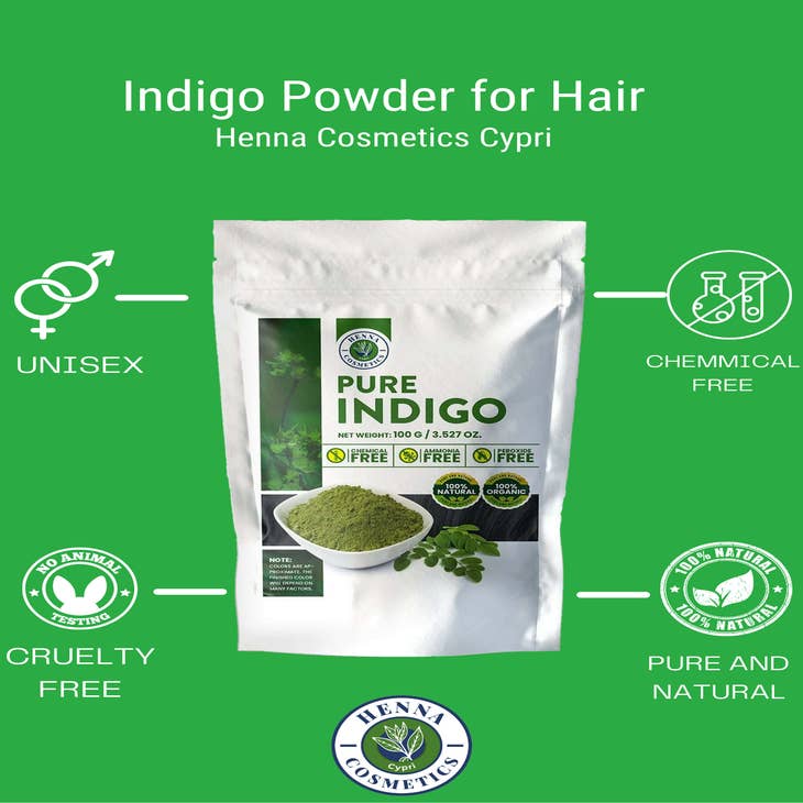 Black Henna Mix, Hair Dye 100 Grams + Pure Indigo Powder 100 Grams. – Henna  Cosmetics