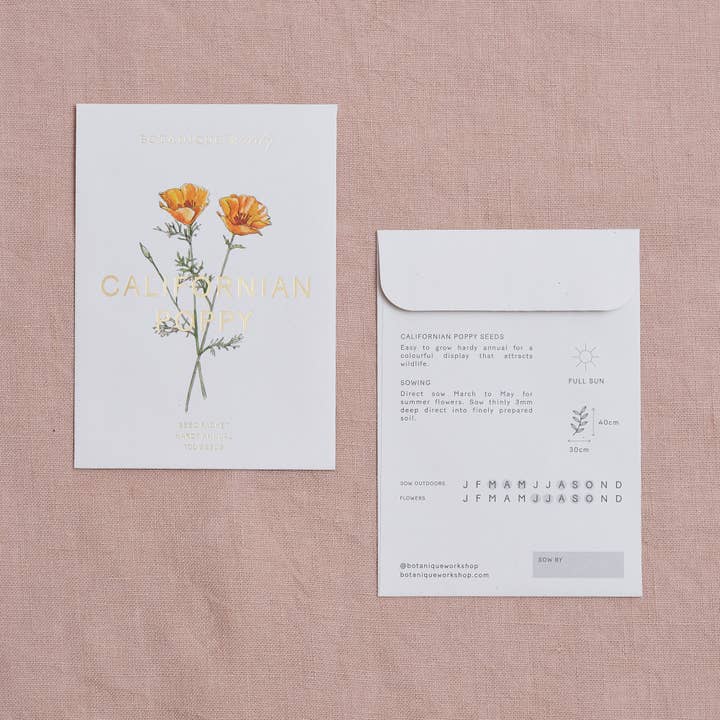 Botanique Workshop - Wholesale Plant Seeds - Californian Poppy Seed Packet1
