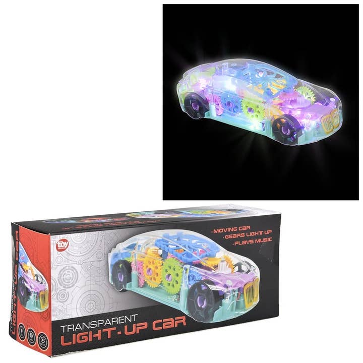 8" LIGHT-UP TRANSPARENT CAR LLB Light-up Toys for wholesale by La Luna Bella - Toys