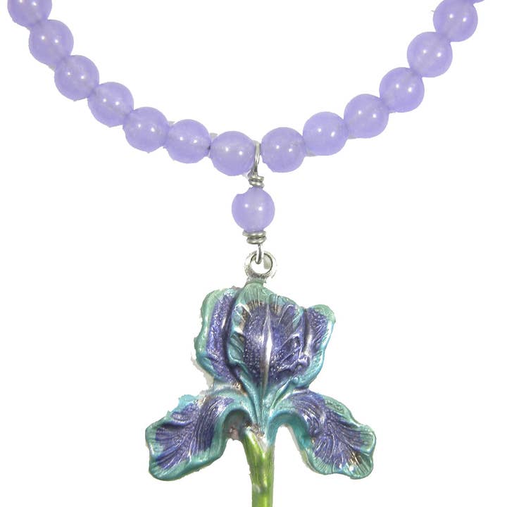 Hand Enameled Iris Necklace for wholesale by Amy Kahn Russell