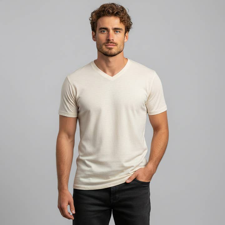 menique - Wholesale T-Shirt - Men's - 100% Merino Wool V-Neck T-Shirt for Men9