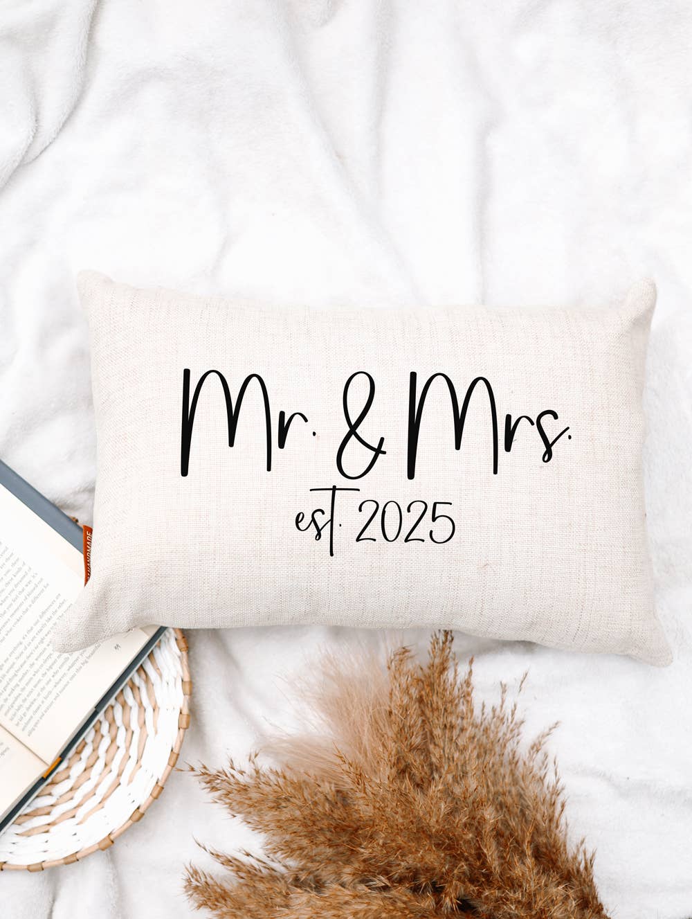 521handmade - Wholesale Throw/Decorative Pillow - Mr. & Mrs. Est. 2025 Lumbar Throw Pillow3