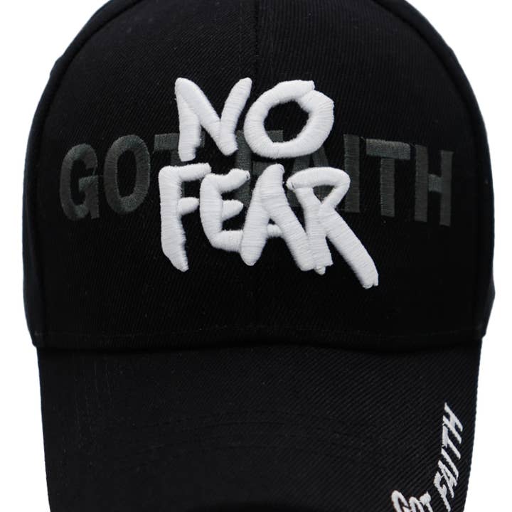 Cap Zone - Wholesale Baseball Cap - Unisex - No Fear Got Faith Twill Velcro Back Baseball Cap