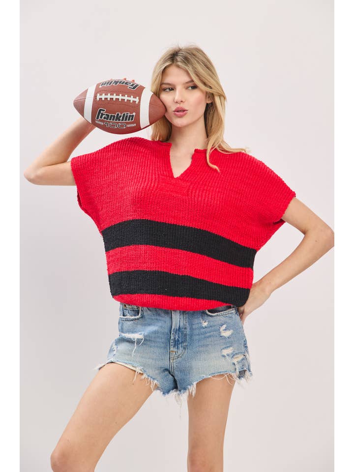 Sewn and Seen - Wholesale Knit Sweater - Women's - Stripe Knit Sleeveless Sweater2