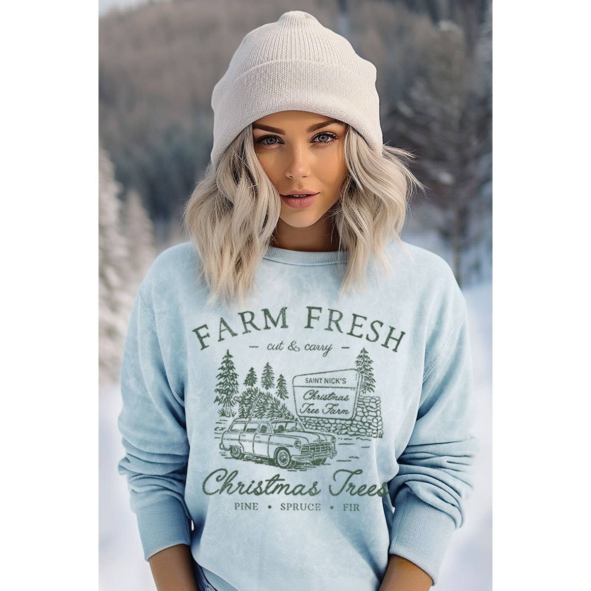 HRTandLUV – Engroshandel Sweatshirt - Dame – FARM FRISKE JULETRÆER MINERAL GRAFISK SWEATSHIRT4