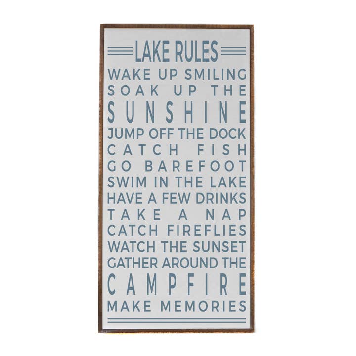 32X16 Lake Rules Large Sign - Lake Home Decor for wholesale by Driftless Studios