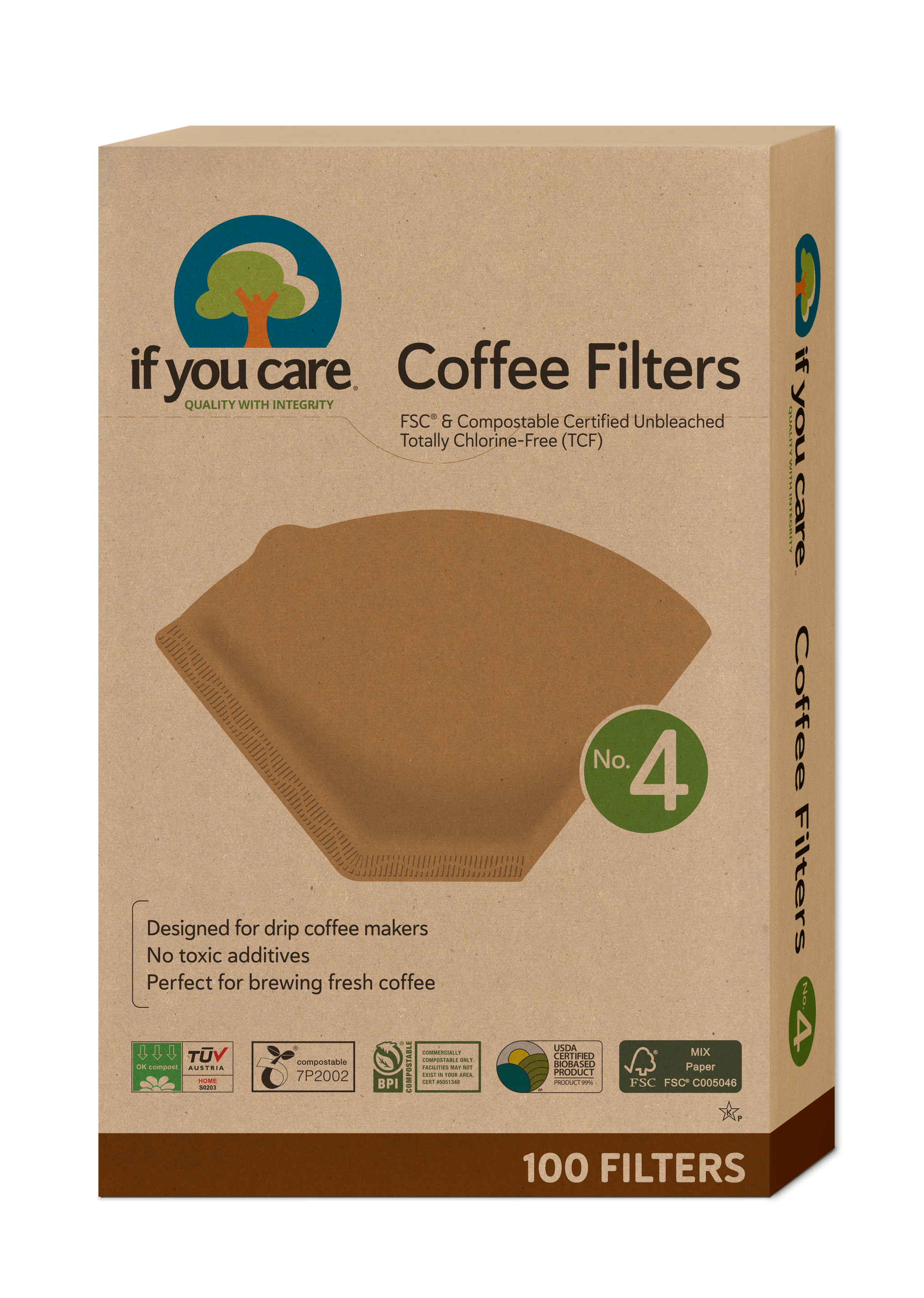 Natural Unbleached Brown Biodegradable Extra Large Coffee Filters