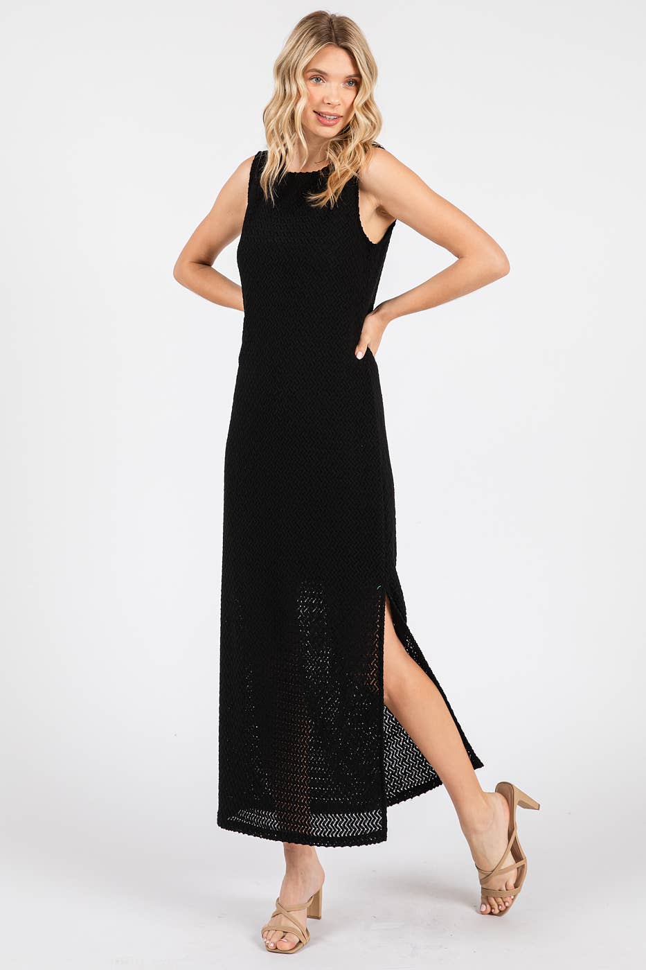mittoshop - Wholesale Dress - Women's - ZIG ZAG TEXTURE KNIT SLEEVELESS MAXI DRESS9
