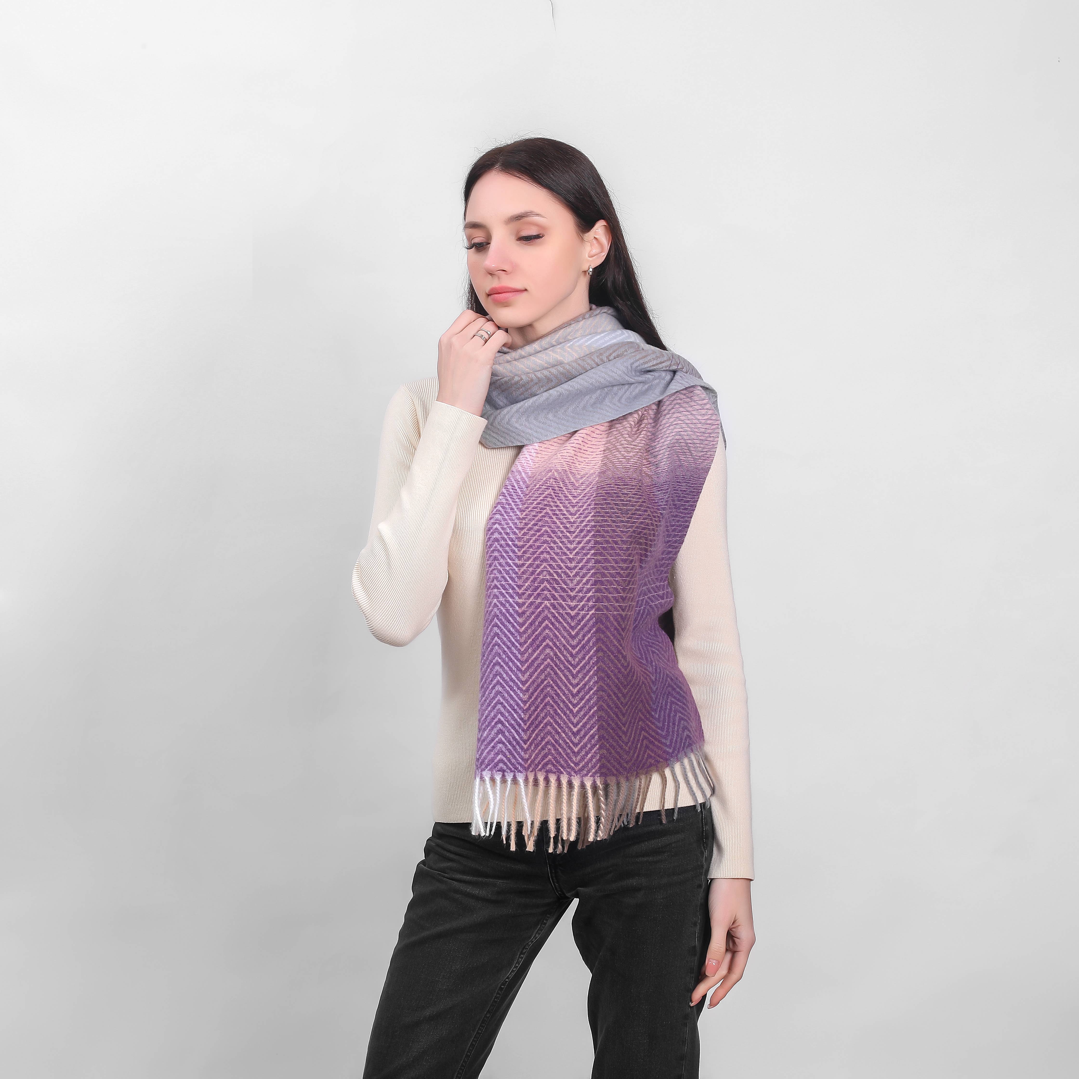 Celtic Ore Crafts - Venta al por mayor Bufanda - Mujer - Bufanda Moderna de Espiga IRS-033B Púrpura/Rosa 70x180cm2