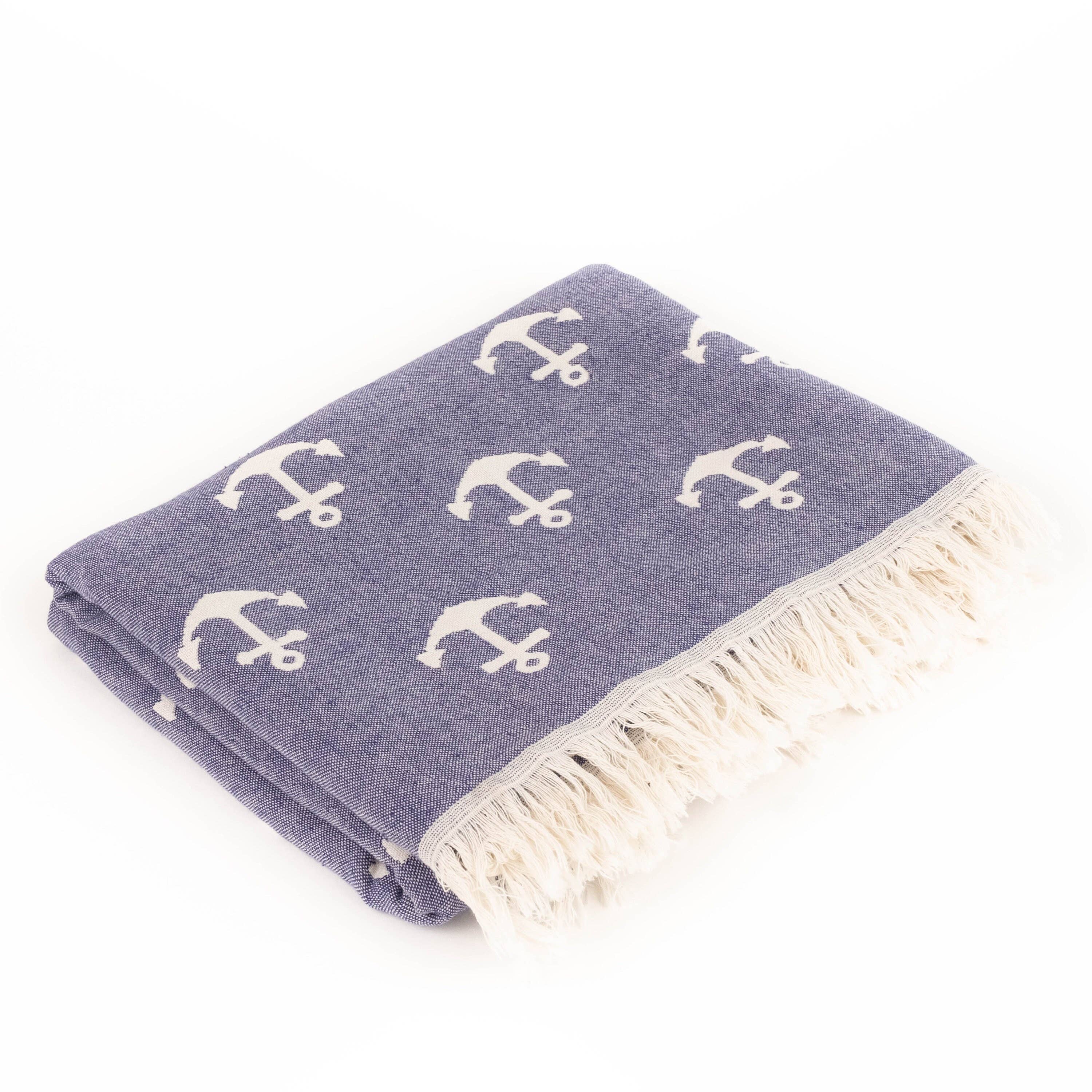 Kalkedon Towels - Vente Serviette de plage - Serviette de plage turque double face motif ancre3