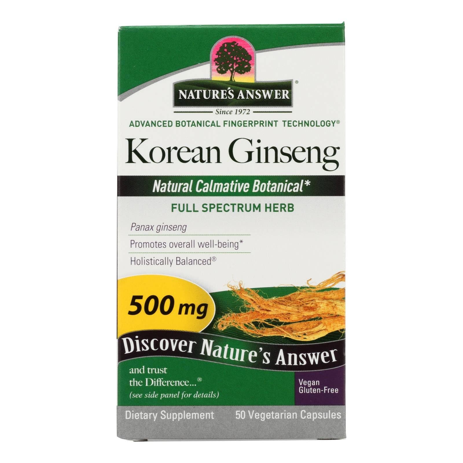 Everyday Supply Co - Wholesale Oral Supplement/Vitamin - Korean Ginseng Root - 50 Veggie Capsules by Nature's Answer0