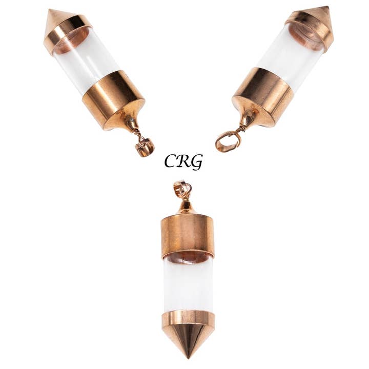 QTY 1 - Glass Bottle Pendant w/ Copper Ends for wholesale by Crystal River Gems LLC