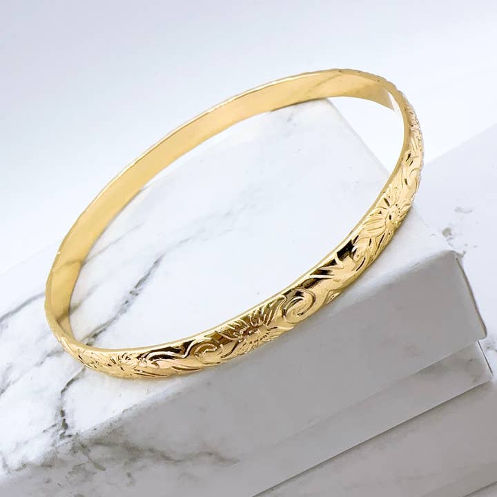 Anela's Jewelry - Wholesale Bangle Bracelet - 5MM Hawaiian Hamilton Gold Bracelet