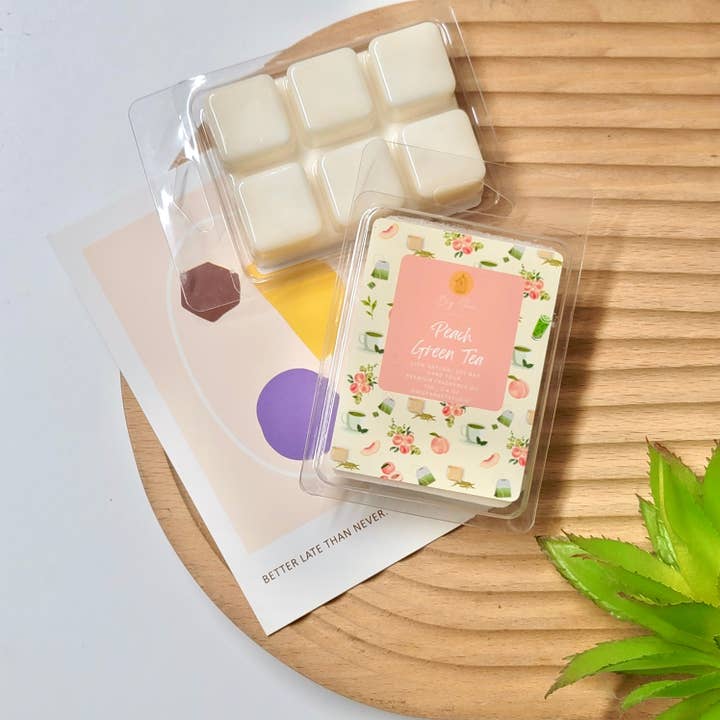 Peach Green Tea Wax Melt for wholesale by Big Fan Art Studio Inc.