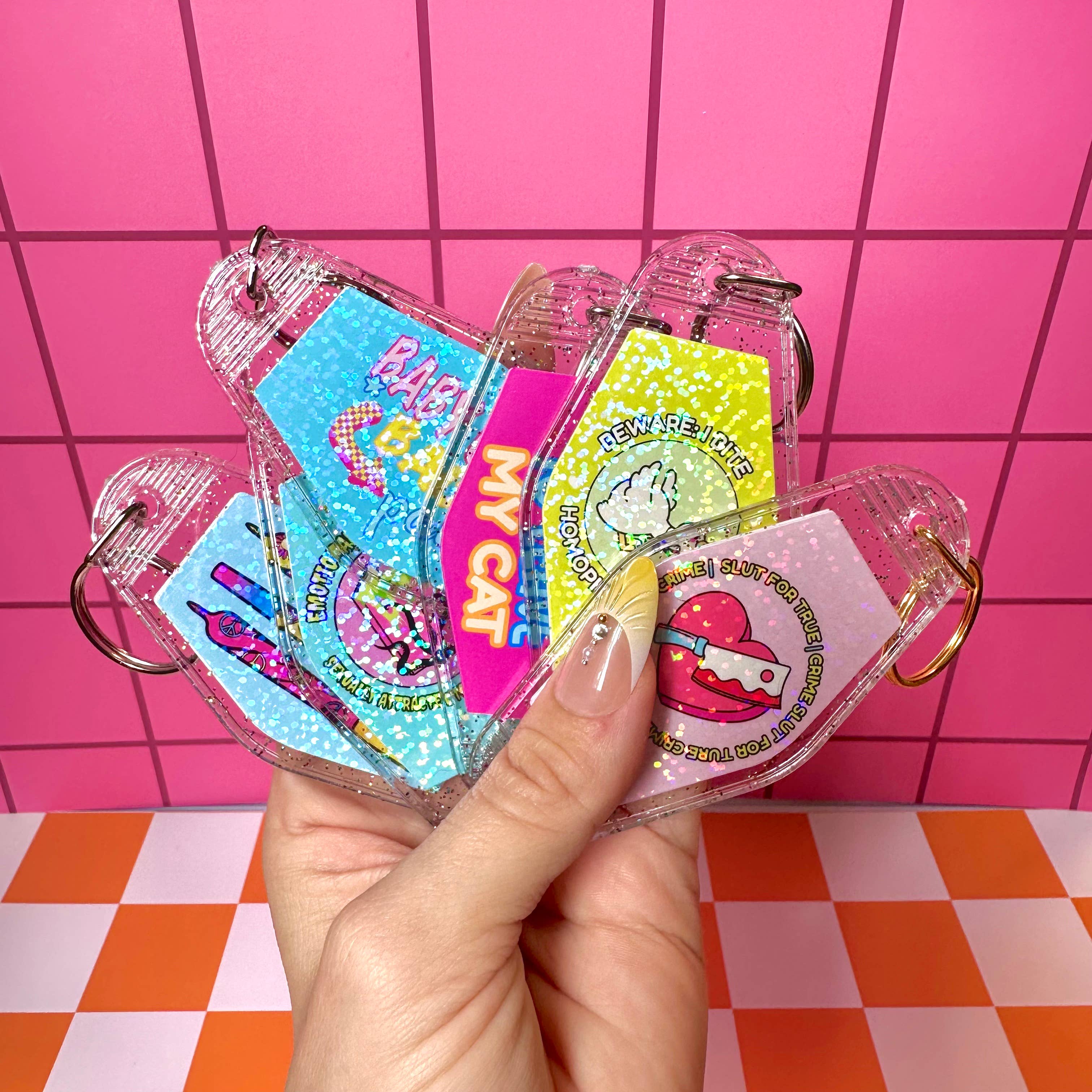 Stickers+ X Ashley Bexar - Wholesale Keychain - Women's - Funny Cat Mom Cats Witchy Motel Keychain Acrylic Keychain3