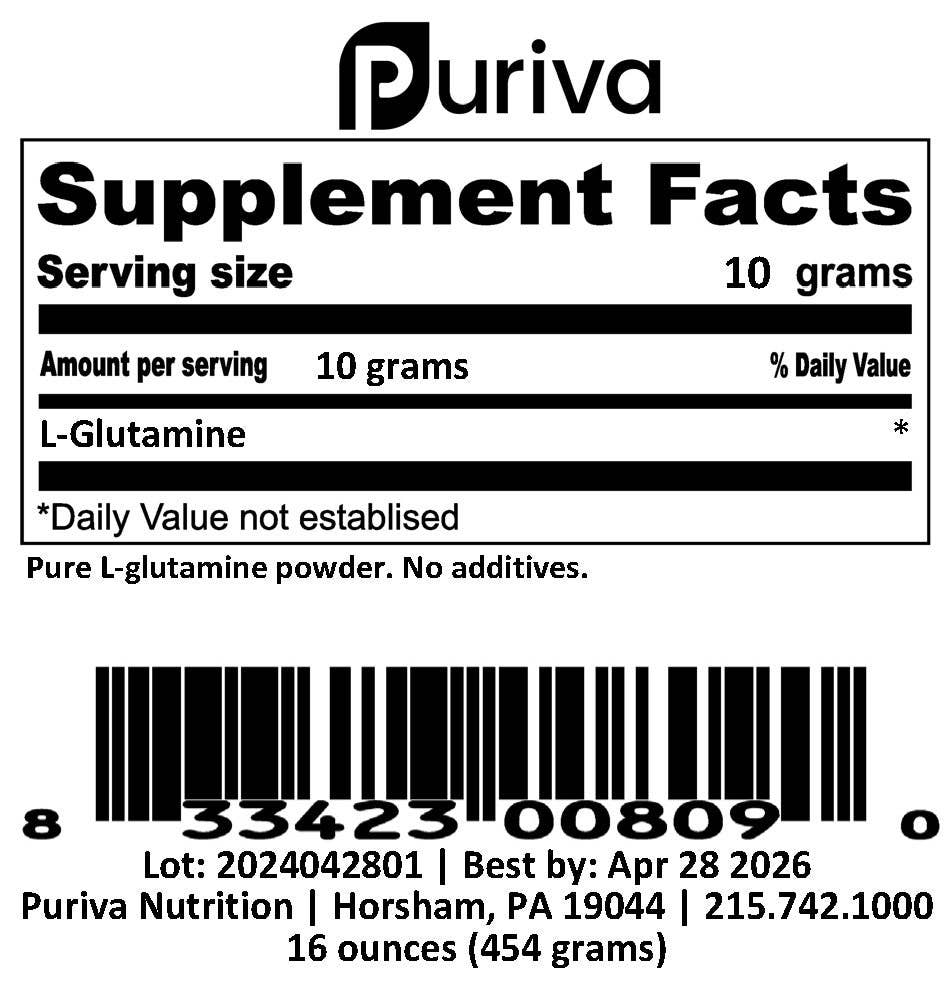 Puriva Nutrition – wholesale Protein/superfood powder – L-Glutamine powder, 1 pound, Puriva Nutrition3