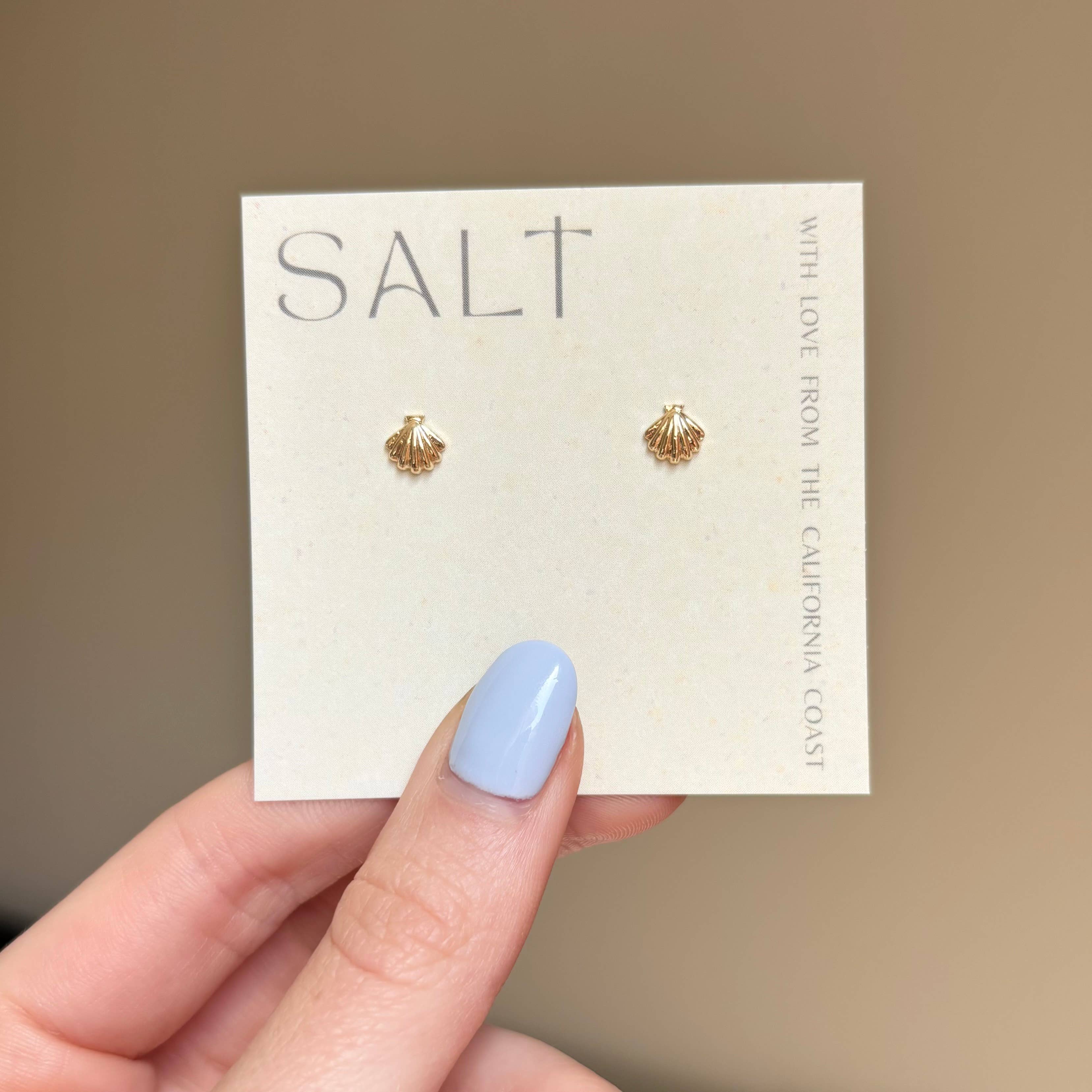 SALT by Sarah Curtis - Wholesale Stud/Post Earrings - SEASHELL STUDS | 18K gold | dainty shell stud earrings 1
