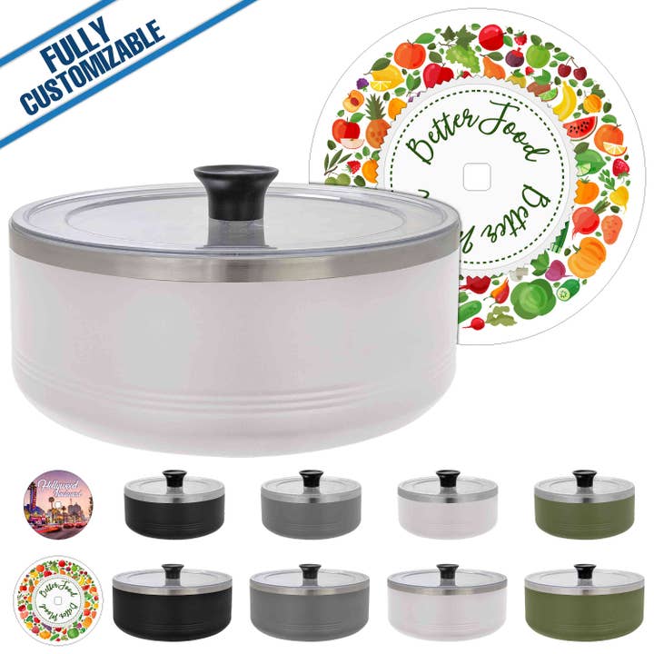 Stainless Serving Bowl With Lid Design - Fully Customizable for wholesale by GiftWorksPlus