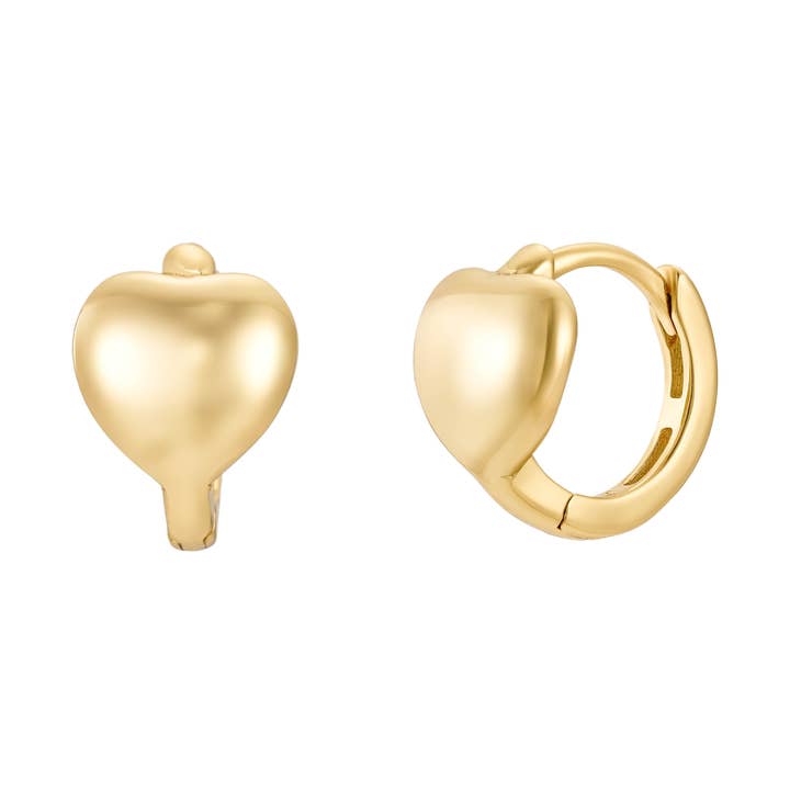 Heart on Gold Hoops for wholesale by Bloo and Ro