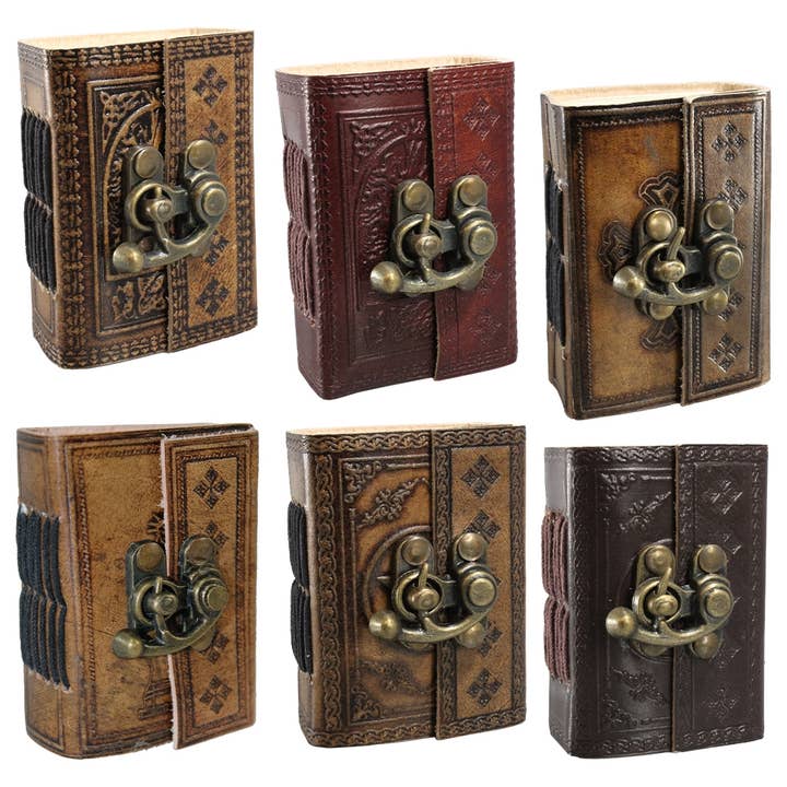 World Buyers - Wholesale Journal/Diary - Leather Embossed Mini Journal w/Lock - ASE142