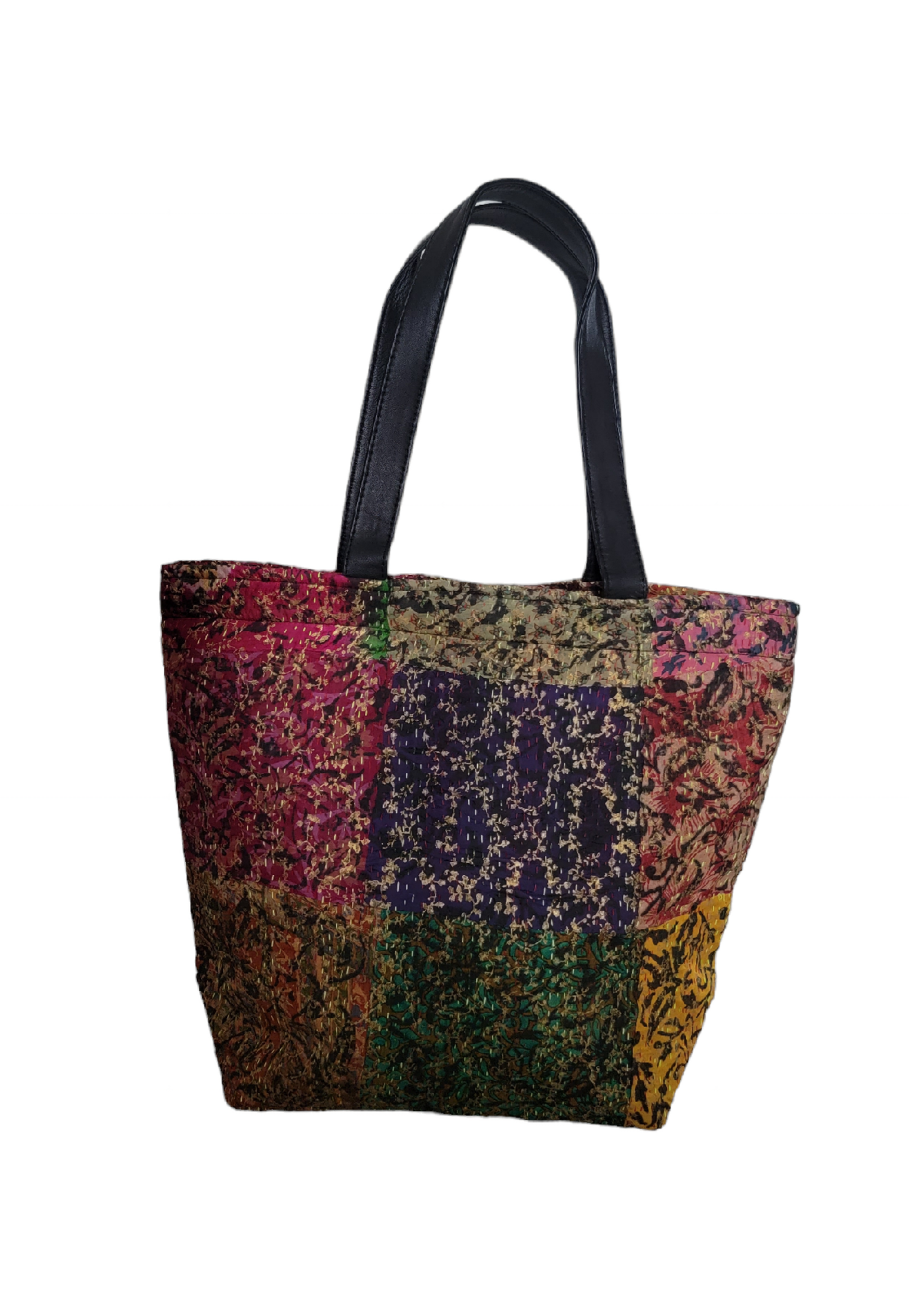 Evergreen Guardian Imports - Venta al por mayor Bolsa de asa- Mujer - BA753 Bolso de mano con retazos de seda con tinte vegetal1