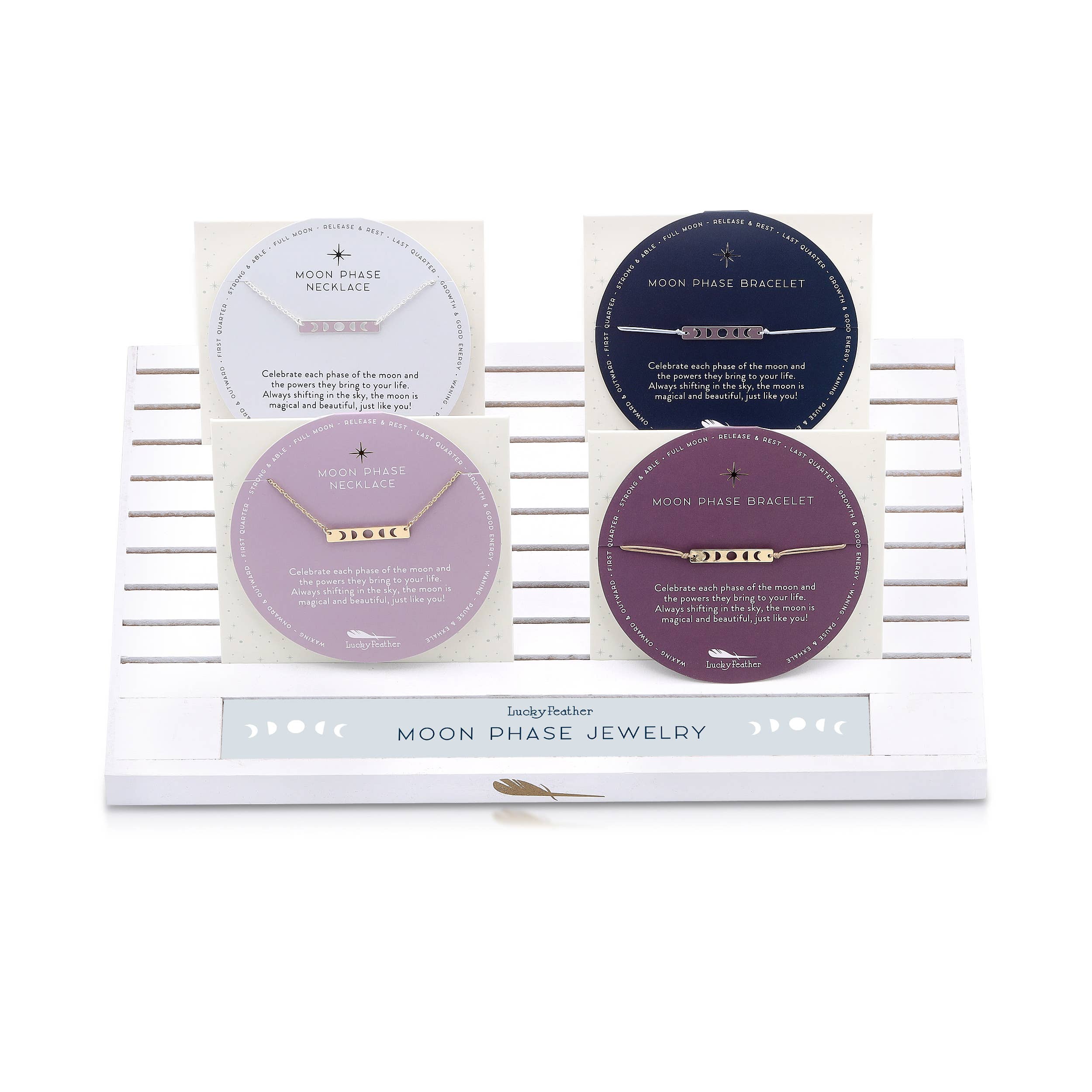 Lucky Feather - Wholesale Jewelry Set - Moon Phase BUNDLE (4 qty 4pks/16 pc) + Display0