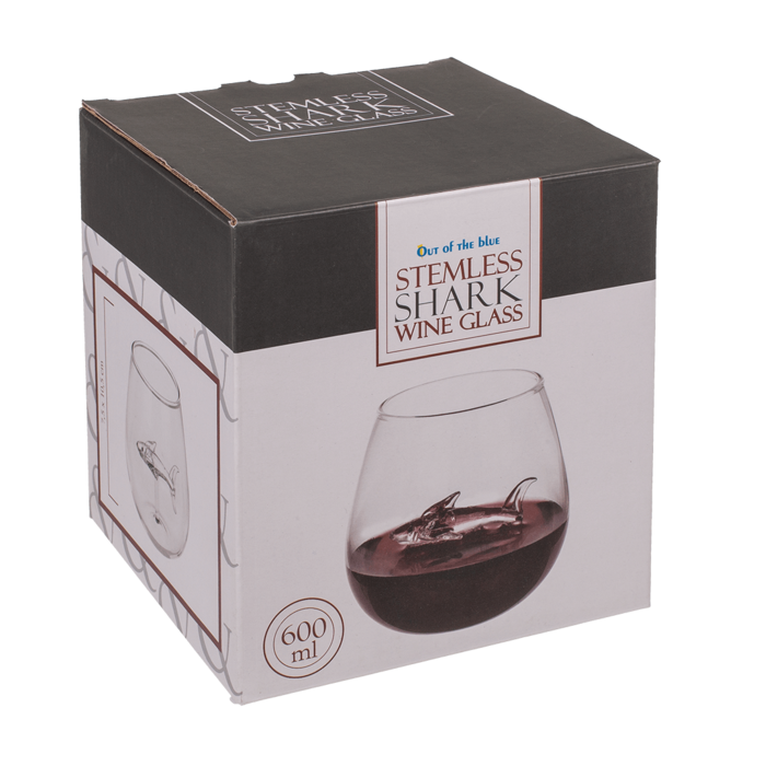 Out of the blue KG - Wholesale Wine Glass - Stemless Wine Glass, Shark, approx. 7,5 x 10,5 cm,2