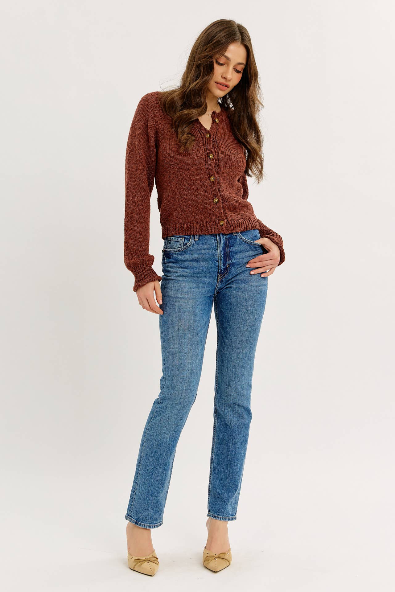 idem ditto – Engroshandel Cardigan - Dame – LETSTRUKTURERET CARDIGAN MED KNAPPER18