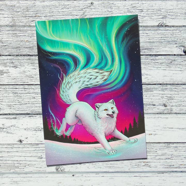 Fox Fire Illustration A4 Foiled Print for wholesale by Lyndsey Green Illustration