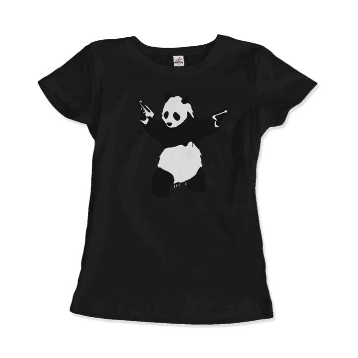 Art-O-Rama Shop - Wholesale Screen Printed T-Shirt - Women's - Banksy Pandamonium Armed Panda Artwork T-Shirt10