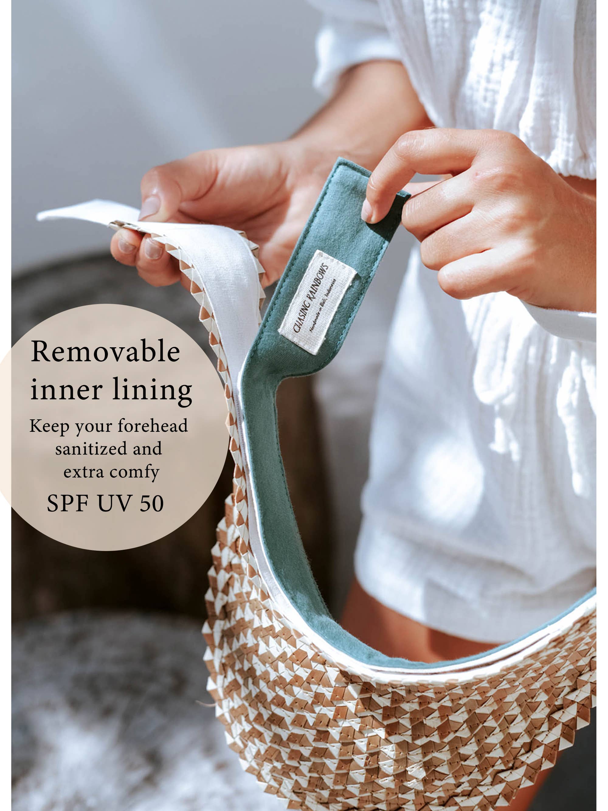 Chasing Rainbows – wholesale Visor – Women's – Straw Sun Visor Summer Hat | Adjustable beach hat4