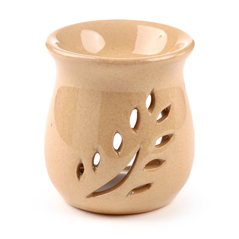 Puckator Ltd - Wholesale Oil Warmer - Simple Leaf Fretwork Design Crackle Glaze Ceramic Oil Burner3