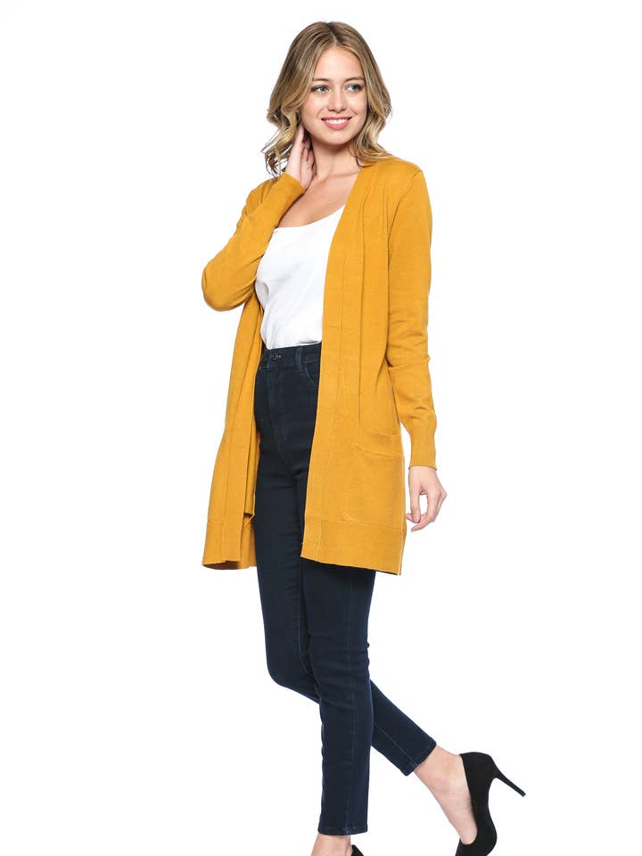 Lichtgewicht lang vest met open voorkant en zakken voor wholesale door Newself Collection