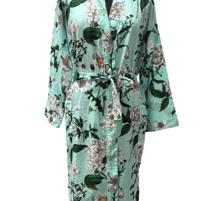 Turkis/hvid blomsterkimono for engroshandel hos Status Collections