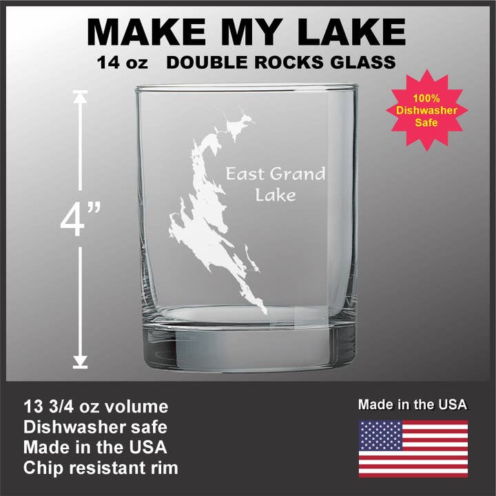 Make my Lake Etched 14 oz Double Old Fashioned for wholesale by Adirondack Etching LLC