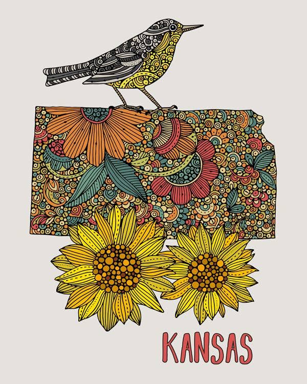 Valentina Harper - Wholesale Art Print - Kansas State Map1
