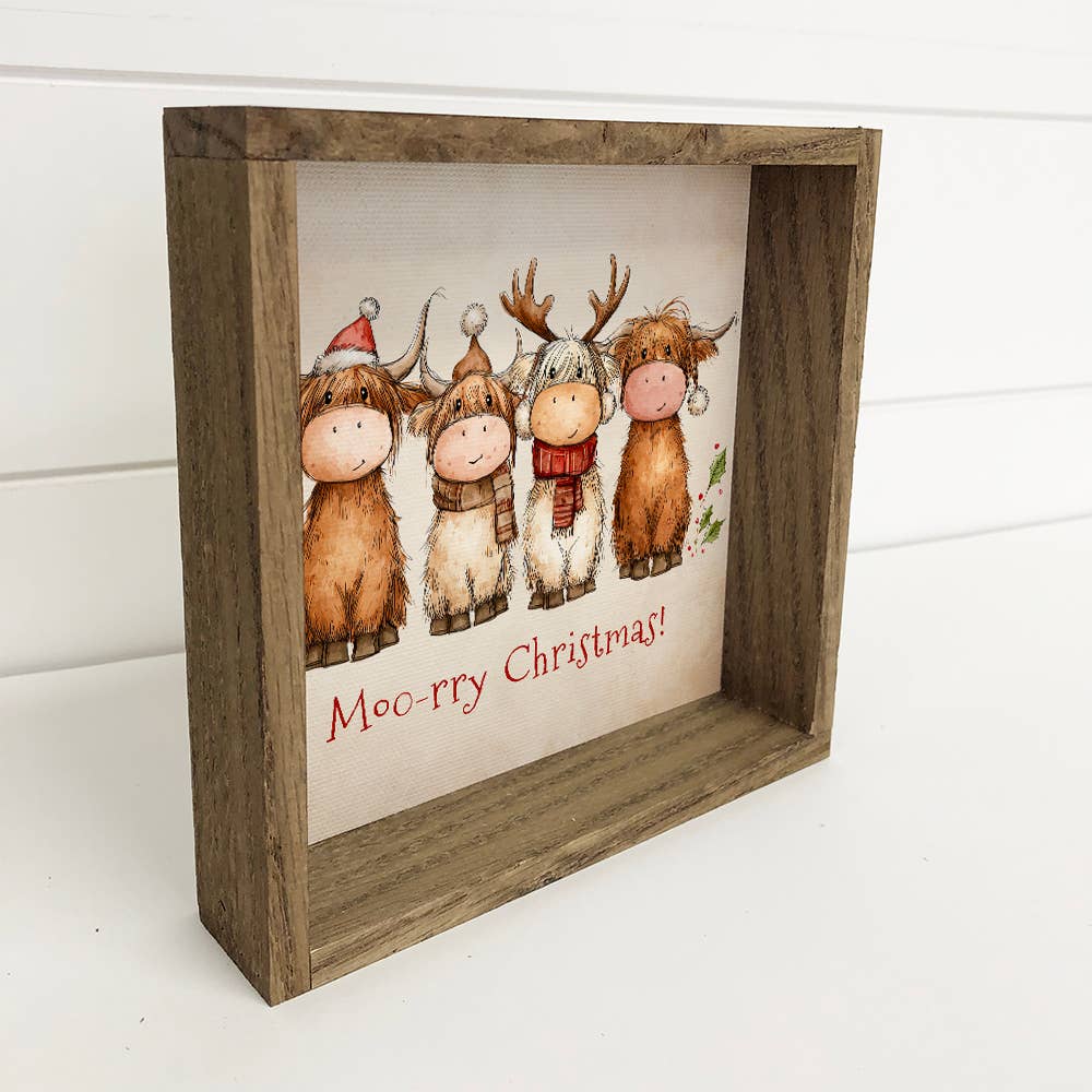 Hangout Home - Wholesale Christmas Wall Art - Moo-ry Christmas Highland Cows - Funny Animal Christmas Art1