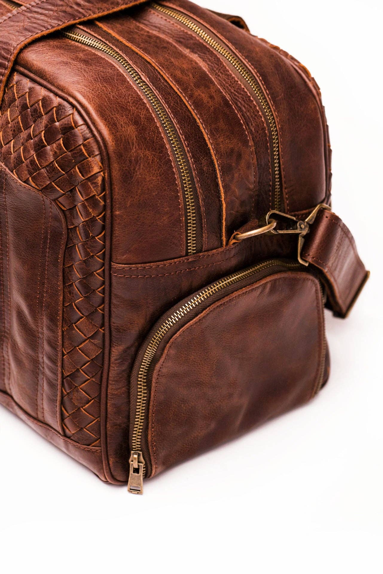 Hides - Wholesale Weekender Bag - Men's - Woven Leather Weekender Duffel Bag5