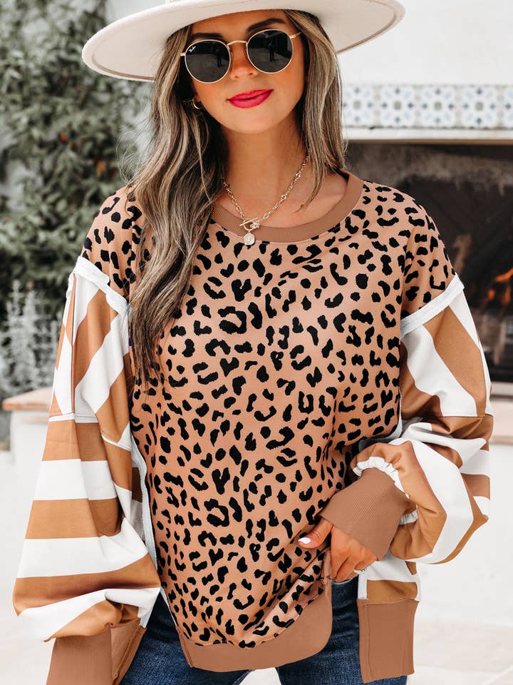Willa | Färgglad Leopard Oversize Ledig Sweatshirt för wholesale av Babs + Birdie